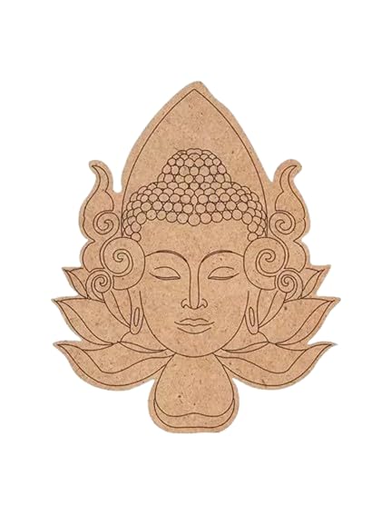 KNG Sri Buddha Premarked Wooden MDF Shapes Cutout for Crafts Work Home Room Decor Artistic DIY Work Art and Craft (12 INCH)-image-10