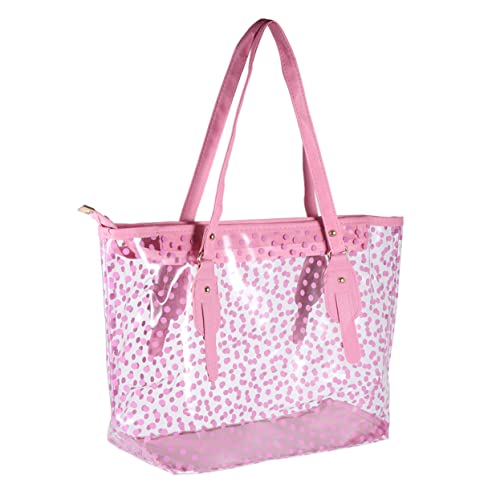 SAFIGLE Bolsa de Playa para Mujer Bolso de Mano de Pvc Estampado de Lunares Redondos para Playa Piscina y Días Calurosos Bolso de Moda para Niñas y Mujeres