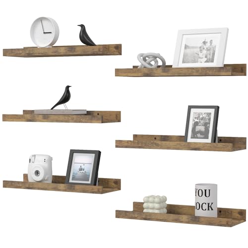 Floating-Shelves-Set-of-6-Farmhouse-Wall-Shelves-with-Lip-Display-Shelves-for-Wall-Decor-Rustic-Picture-Ledge-for-Living-Room-Bedroom-Nursery-Bathroom-Pictures-Books-Plants-Brown Floating Shelves Set of 6 Farmhouse Wall Shelves with Lip Display Shelves for Wall Decor Rustic Picture Ledge for Living Room Bedroom Nursery Bathroom Pictures Books Plants Brown