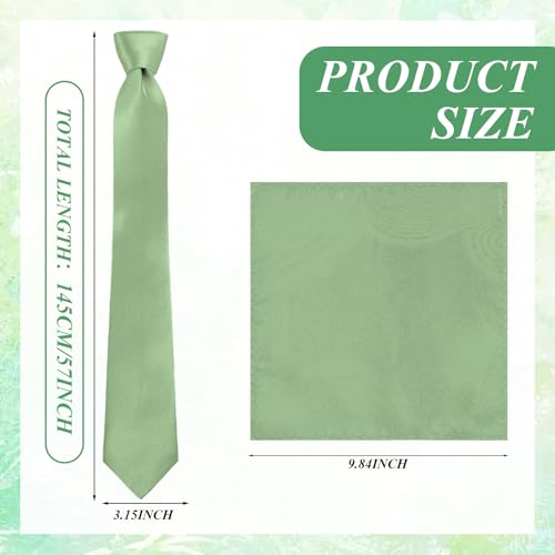 Image of Tie and Pocket Square Men Necktie | Satin Tie for Men, Wedding Groom Groomsmen Gift, Formal Neckties with Matching Handkerchief, Business Party Accessories