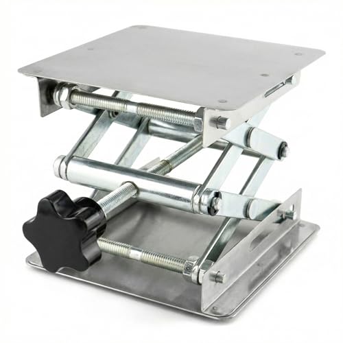 QWORK® 100x100mm Elevador de Laboratorio, Plataforma Elevadora de Acero Inoxidable Carga Máxima 5KG