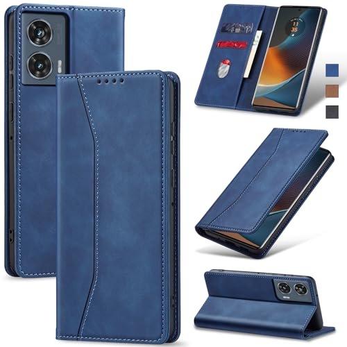 Jasonyu Cover per Motorola Edge 50 Fusion Flip Custodia in Pelle PU, Cover a Libro Portafoglio, Funzione Supporto, Magnetica, Slot Schede, TPU Bumper Caso Custodia (Blu)