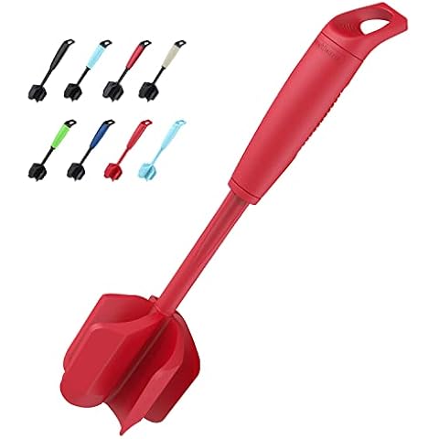Ourokhome Ground Beef Meat Breaker, Upgrade Design 5 Curved Blades Hamburger Meat Chopper, Mixer for Ground Turkey and Pork, Beans, Tomato, Berries, Heat Resistant and Non Stick Kitchen Utensils, Red Cover