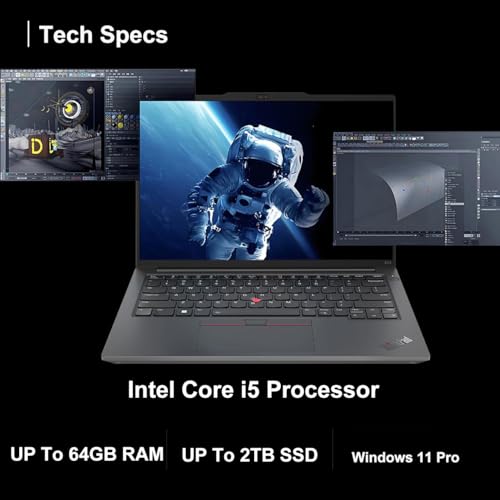 Image of Lenovo ThinkPad E14 14 inch FHD+ Touchscreen Laptop | Office 365 for the Web | FP Reader, Backlit KB | Intel 13th Gen Core i5-1335U | 16GB RAM, 1TB SSD | Win 11 PRO | Thunderbolt 4, RJ45, 1080p Cam