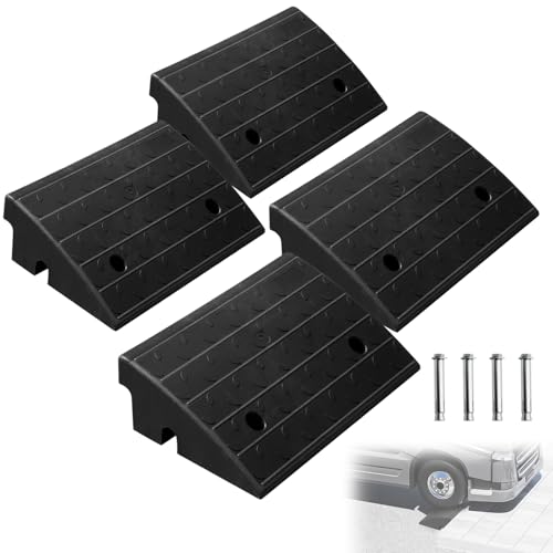 ECOSIGNS Rubber Driveway Curb Ramps 5 Inch Rise - 6,600LBS Heavy Duty Rubber Curb Ramp for Sidewalks Threshold Ramps for Vehicles Cars, Motorcycles, Wheelchairs, Bikes (4 Pack)