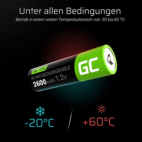 Piles AA Ni-MH 2600 mAh Green Cell rechargeables et pré-chargées pour appareils du quotidien - 3