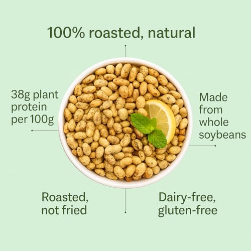Image of Kravings Roasted Soyabean Protein Snack| Nimbu Pudina Flavour| | 38g Protein per 100g | High Protein, Roasted Not Fried | Crunchy & Tasty Healthy Snack | No Palm Oil, Zero Trans Fat, 200g