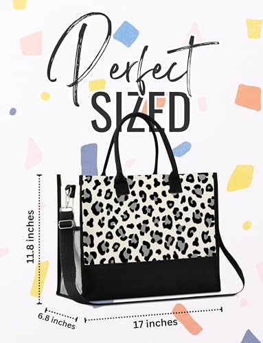 Bolsa tote de lona con estampado de leopardo y cierre de cremallera superior, con correa para hombro — ideal para cumpleaños, Día de la Madre y Navidad miniatura 4