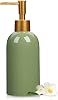 Classic Cylindrical Soap Dispenser, Multi-Color Ceramic Bottle with Gold Rust-Proof PumpGreen