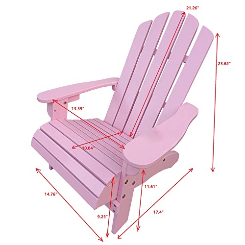 Mumusen Wooden Adirondack Children's Outdoor Chair, Kid's Patio Furniture (Pink) #TOP1