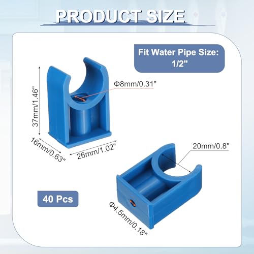 Abrazaderas de PVC de 20mm uxcell para sujetar mangueras y tuberías de agua en forma de U 40 uds 3