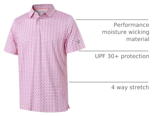 Image of Golf Shirts for Men Dry Fit Short Sleeve Print Performance Moisture Wicking Polo Shirt