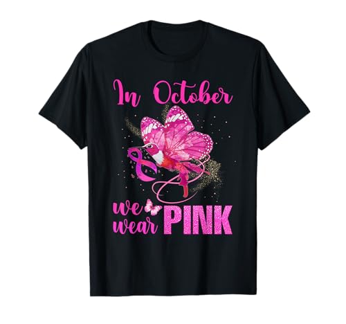 Colibrí Conciencia sobre el Cáncer de Mama En Octubre Desgaste Rosa Niño Camiseta