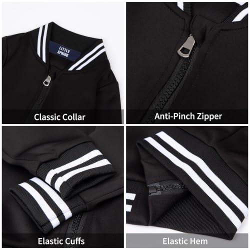 Image of LittleSpring Boys Girls Varsity Baseball Jacket Zip Up Bomber Jacket Thin 2-10Years