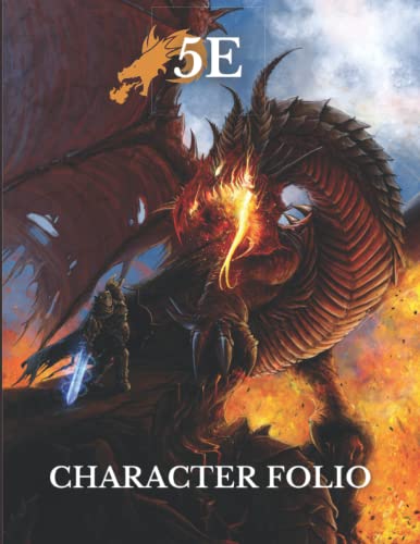 5E Character Folio: RPG Character Sheet Journal. Thirteen Complete 10-Page RPG Character Sheets. 8.5x11 inch 160 pages.