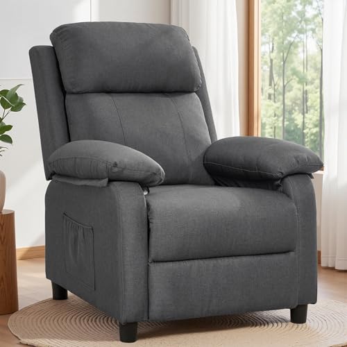 Korser Recliner Chair, Living Room Chairs for Adults, Padded Deep Seat Reading Chair with Side...