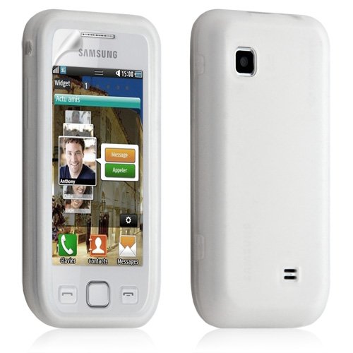 Seluxion - Housse étui Coque Silicone pour Samsung Wave 575 S5750 Couleur Blanc translucide