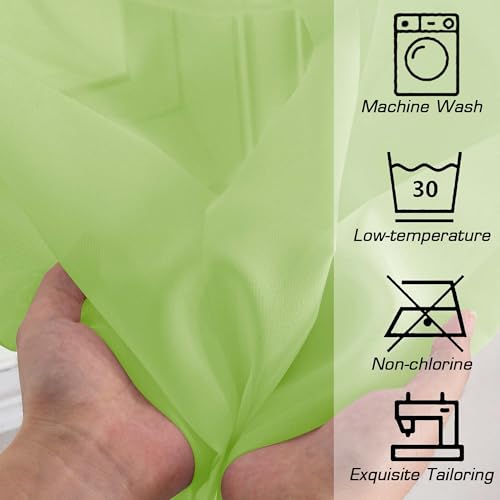 Image of OWENIE Short Lime Sheer Curtains 30 Inch Length 2 Panels Set, Kitchen Curtains Tiers Light Filtering Rod Pocket Cafe Curtain for Basement Bathroom Small Half Window, 42 inch W x 30 inch L, Lime