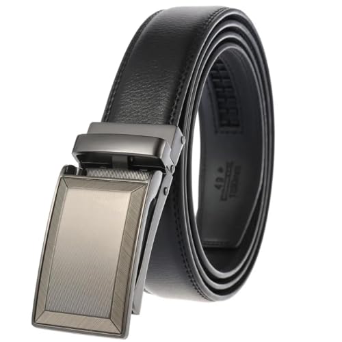 Men's Leather Belt With Metal Automatic Buckle - Leisure & Business