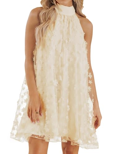 Image of VIMPUNEC Womens Summer Halter Mini A Line Swing Dresses Wedding Guest Formal Cocktail Homecoming Dress