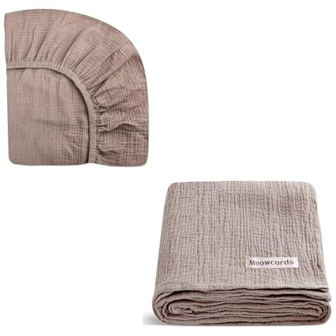 Muslin Mini Crib Sheets and Swaddle Blankets Set Cover