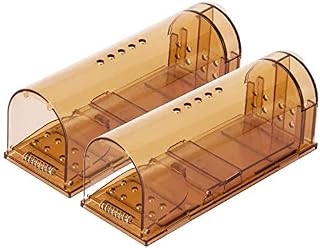 Humane Mouse Trap 2 Pack, Mice Trap Reusable Rodent Trap,No Kill Live Mice Catch Cage, Indoor and Outside Mouse Traps, Kids/Pets Safe, Easy to Set (5.7 * 6.3 * 17)