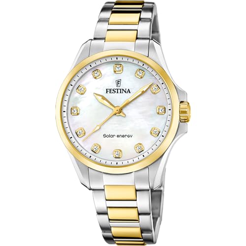 Miniatura 2 de Festina Reloj Solar Mujer de Acero Inoxidable 316l Multi - Movimiento de Cuarzo - Cristal Mineral de Alta Resistencia - Resistente al Agua 5 ATM F20655 - Solar Energy