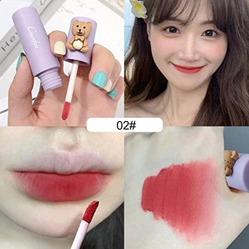Anrui 4Pcs Mist Matte Velvet Lipstick, Waterproof Long Lasting Lip Gloss, Non Stick Cup Easy Coloring Liquid Lipstick, Cute Bear Beauty Makeup #TOP5