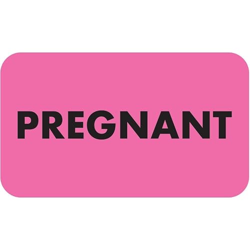 Pregnant Chart Label, Fluorescent Pink 1-1/2" x 7/8", Permanent Adhesive, Patient Status Alert Sticker, 250 Labels/Box, Doctor Stuff