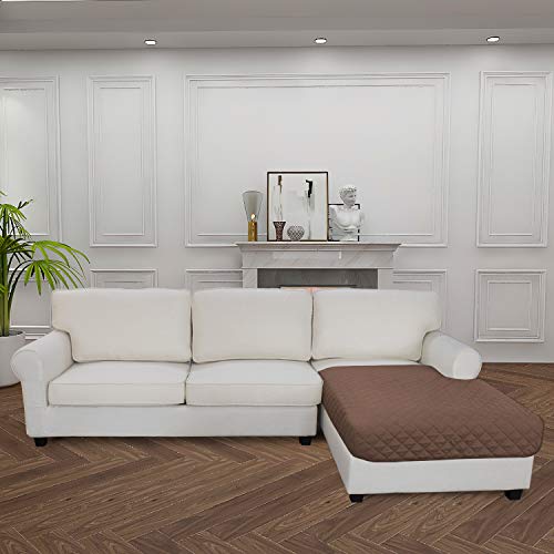 Image of Easy-Going Microfiber 3 Seater Sofa Slipcover L Shape Sectional Couch Cover 42 X 52 Inches Rectangular Chaise Lounge Cover Sofa Cover Furniture Protector For Pets Kids Children Dog Cat(Brown /Brown)