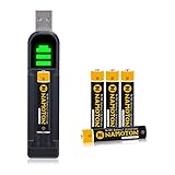 Pickle Power AAAA Batteries, 4Pack 450mAh Ni-MH Rechargeable AAAA Battery with LED USB Charger for...