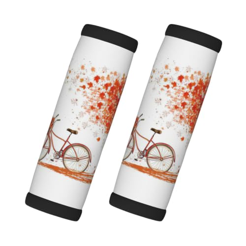 Image of Autumn Tree With Aged Old Bike Printed Neoprene Luggage Handle Wrap
