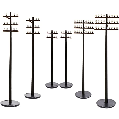 GANAZONO Sets 6pcs Telephone Pole Model Train Accessories 1: 87 Electric Utility Pole Model Early Education Playset Sand Table Decor for Scale Locomotive