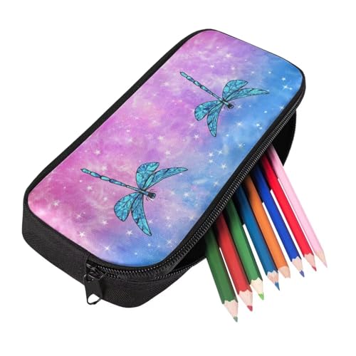 Image of Preppy Pencil Case for School Supplies,Dragonfly Pencil Pouch with Zipper,Cute Pink Pencil Bag for Office Supplies,Aesthetic Pen Case Box for Kids Teen Girls Adults