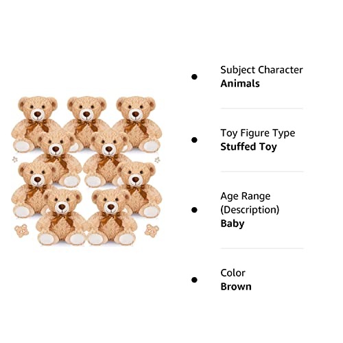 Hydren 9 Pcs 14 Inch Wedding Gift Bear Stuffed Animals Bears Soft Plush Bears Cute Bears Dolls For Baby Shower Birthday Valentine Gift Home Decoration (Light Brown) #TOP7