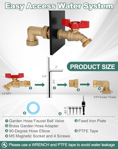 Water Spigot Kit, Brass Outdoor Faucet Extender, Heavy-Duty Hose Bib Extender with Screen Door Adapter, Indoor-to-Outdoor Water Access, Ideal for Garden, Pool, Patio & Backyard Cleaning by Powhorse - Used condition - Image 14