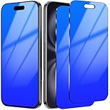 Westillux Privacy Screen Protector for iPhone 16 Tempered Glass for, 2 Pack 25 Degree Anti-Spy Gradient Colorful Anti-Blue Light Eye Protection with Installation Frame Case Friendly (6.1 inch Blue)