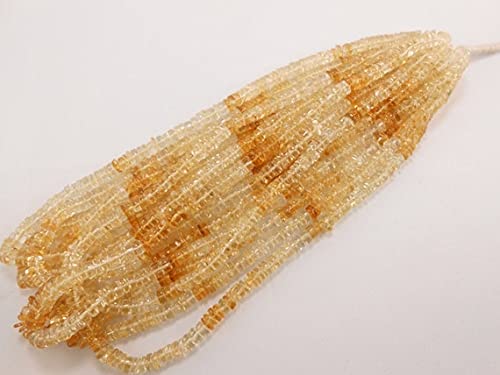 Citrine naturelle heishi 5mm perles rondelles jaunes en fil de 40cm pour création