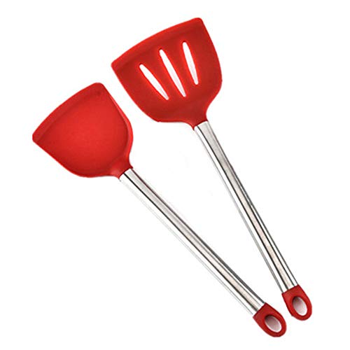 MUXItrade Serie Chef - Conjunto de espátulas de acero inoxidable y silicona - Flexibles y resistentes al calor hasta 315 °C - Los mejores utensilios de cocina - Perfectos para huevos y panqueques