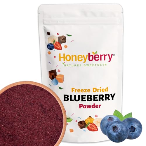 Polvo de Arándanos Azules Liofilizados 500g — 100% Arándanos sin Aditivos — Fruta Liofilizada en Polvo — Colorante Natural Violeta-Rosa — Para Repostería, Batidos, Yogur y Postres