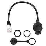 QIANRENON RJ50 10P10C Panel Mount Waterproof Connector CAT5e RJ50 Male to Female Outdoor Communication Extension Cable,IP67,Microphone Connections for Data and Mobile Radios,40cm/15.7in