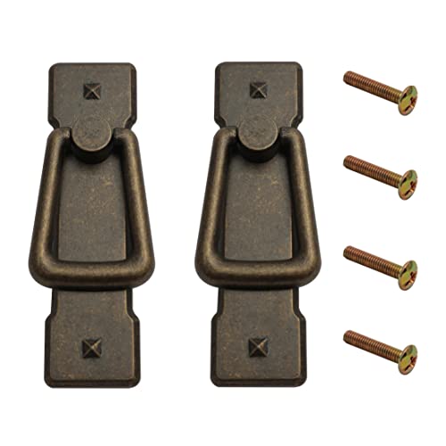 HARMAC HOUSE Vintage Drop Handles 2 Pack Antique Bronze Door Ring Pull Handles Kitchen Cabinet Cupboard Chest of Drawer Vintage Bronze Drop Ring Pull Handles (2)