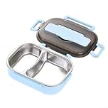 FACAIIO Thermal Lunchbox 1L with Cutlery, Stainless Steel Insulated Food Container for Hot and Cold Meals, Boîte à Lunch Isolée Pour Enfants et Adultes for Work School Travel(Blue)