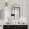 Koonmi Miroir de salle de bain ovale doré - 43 x 76 cm - Miroir mural
