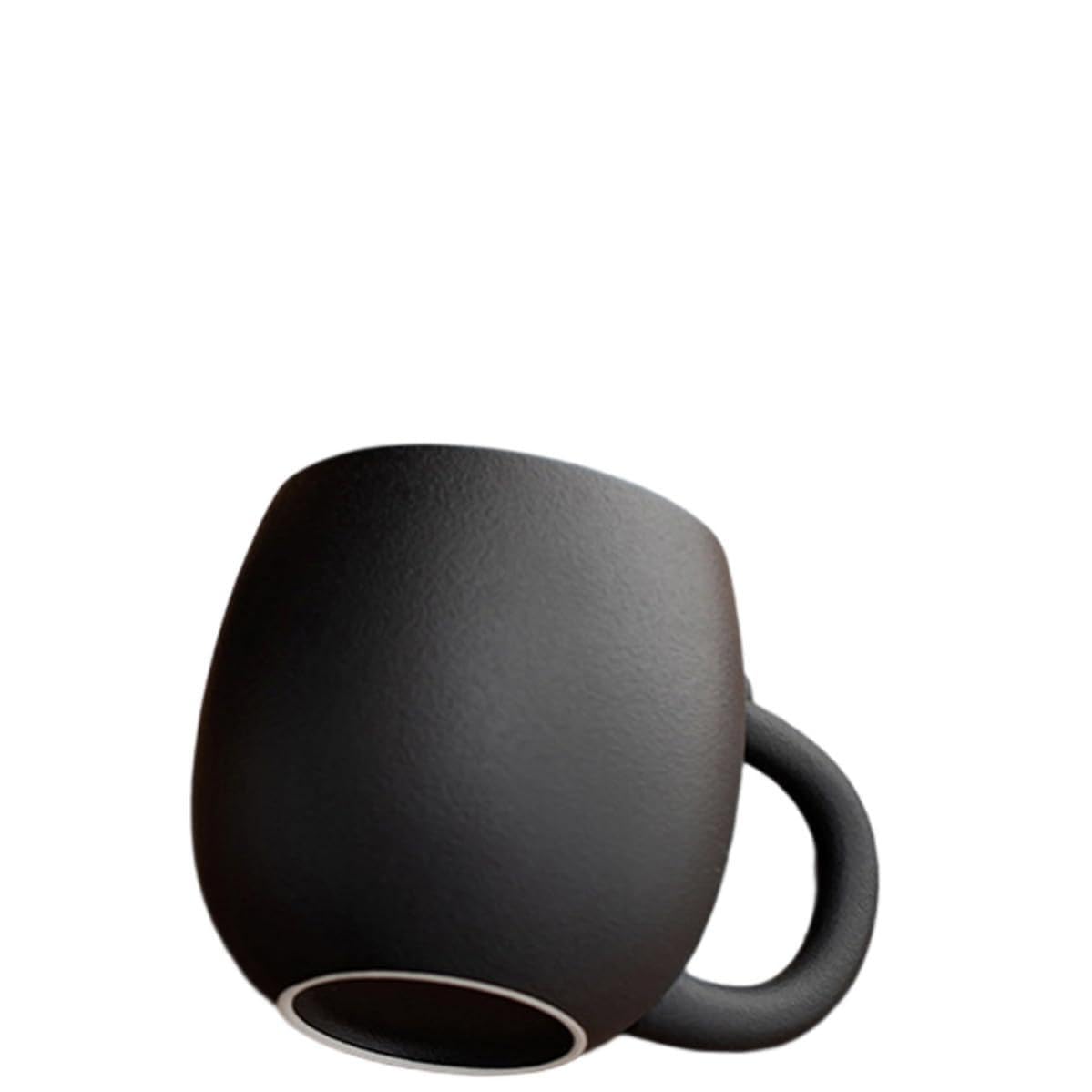 Tazza in Ceramica da 400ml con Filtro e Coperchio, Tazza Mug Nero Decorata con Gatto, per Ristoranti e Caffè