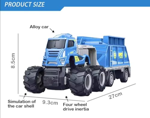 Image of Friction Powered Space Transport Truck Toy for Kids Boys 1:43 Die cast Alloy Model Miniature Trailer Pull Back Vehicle (Pack of 1, Multicolor)