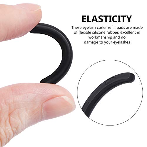 CABAX Curler Refills Eyelash Curler Refill Pads Silicone Rubber Curler Replacement Refills Pads for Universal Eyelash Curler with a Clear Storage Box, Black, 12 Pcs