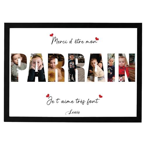 Générique Affiche personnalisée pour parrain avec photos - Tableau parrain - Cadeau parrain -...