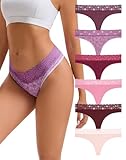 INNERSY String Damen Spitze Baumwolle Hipster Unterwäsche Sexy Tangas für Frauen Tanga Mehrpack 6 (L, Romantische Blütenfarben)