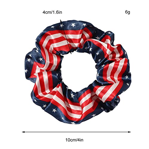6 Colors Set Cute Satin Scrunchies For Hair,Big Hair Scrunchies Satin Hair Ties Ponytail Holder Silky Soft No Hurt Your Hair (American Flag(Blue+Purple+Navy+Thin Stripe Star+White Red Stripe+White Red Blue Stripe)) #TOP4